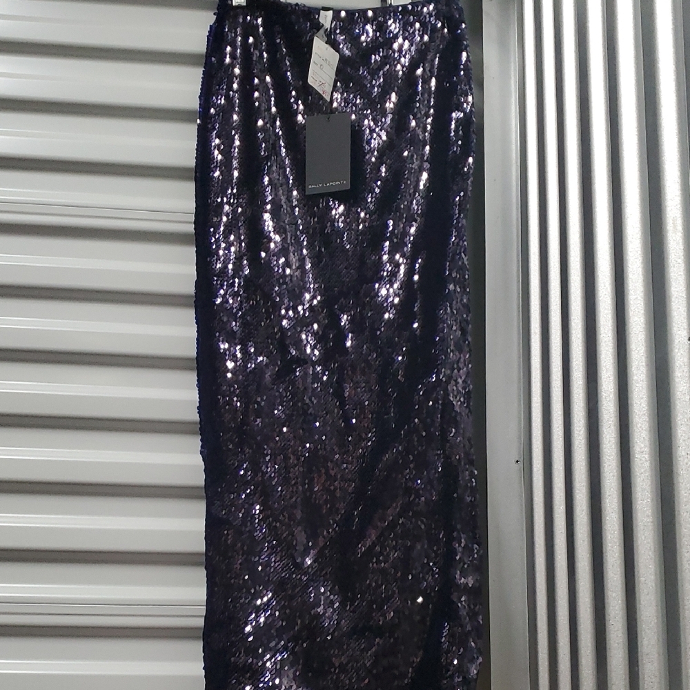 Nwt Sally Lapointe Sequin Purply Navy Skirt